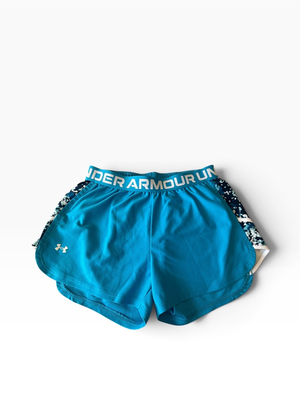 Under Armour Women's Teal Athletic Shorts with Navy Camo Trim